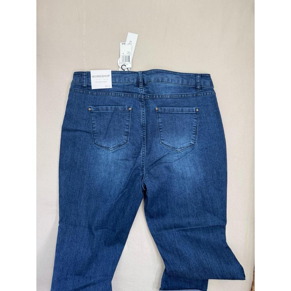 WORKSHOP Republic Womens Size 14 Med Dark Blue High Waist Skinny Ankle Stretchy - Picture 5 of 10